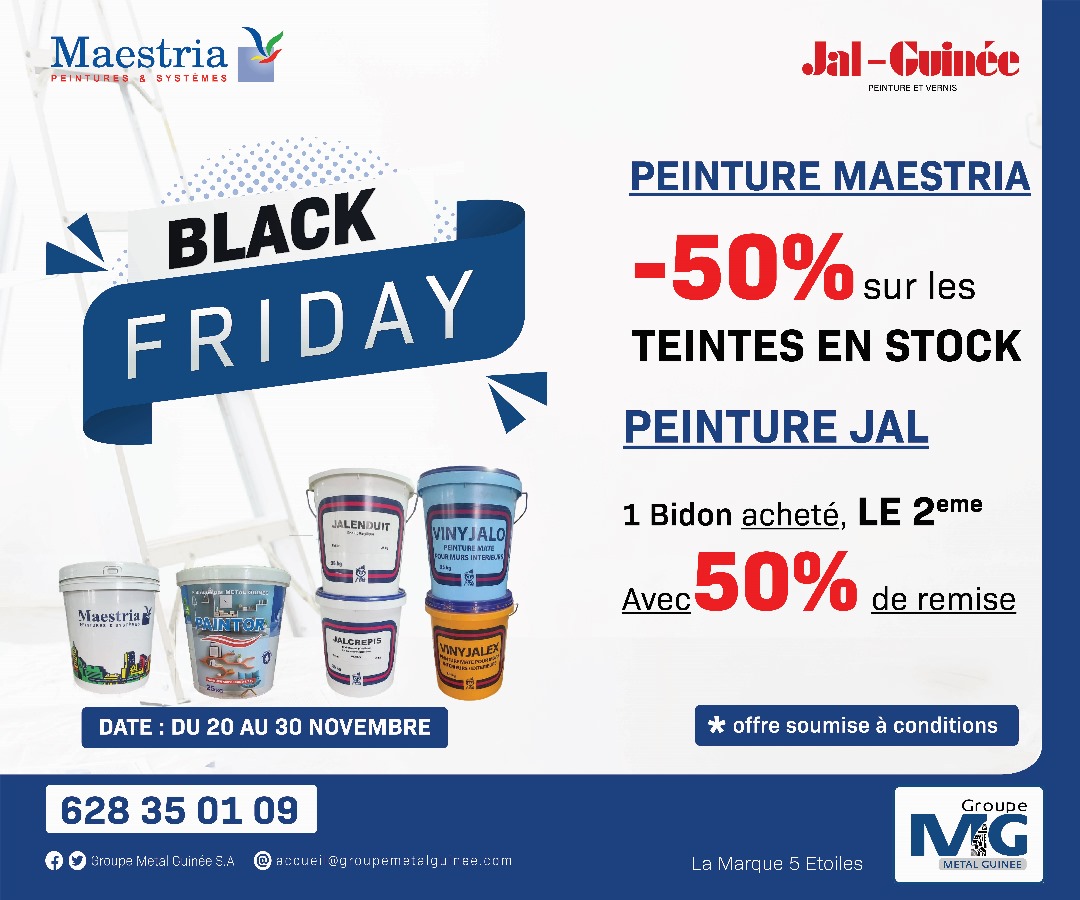 Industrie224's tweet photo. 50% de REMISE PENDANT 10JOURS!📷
Profitez de super promos sur nos produits JAL GUINÉE et MAESTRIA et économisez jusqu'à 50% pendant les 10 jours de Black Friday.
RDV dans nos agences de KIPÉ, MATAM, SANOYAH nous comptons sur vous pour venir massivement. #MG #lamarque5etoiles https://t.co/TlUiaaxl3k