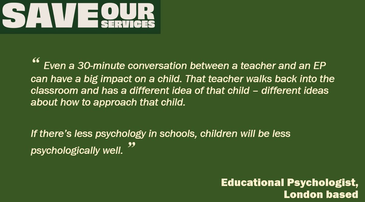 🏫 A reminder of the ways EPs positively impact children's health &amp; wellbeing in schools - beyond Education, Health &amp; Care Plans.

With fewer EPs in services, there simply aren't enough of these conversations to support teachers and children.

#SaveOurServices #TwitterEPs
