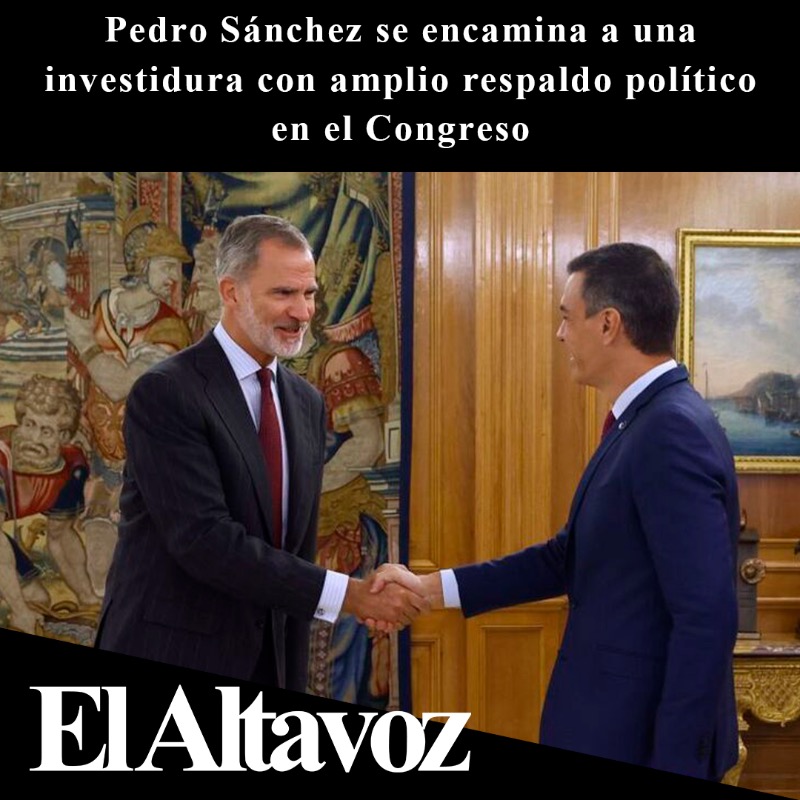 El_Altavoz_Dig's tweet photo. Pedro Sánchez se encamina a una investidura con amplio respaldo político en el Congreso
https://t.co/xxzauufXgA https://t.co/lzou6P5BNH
