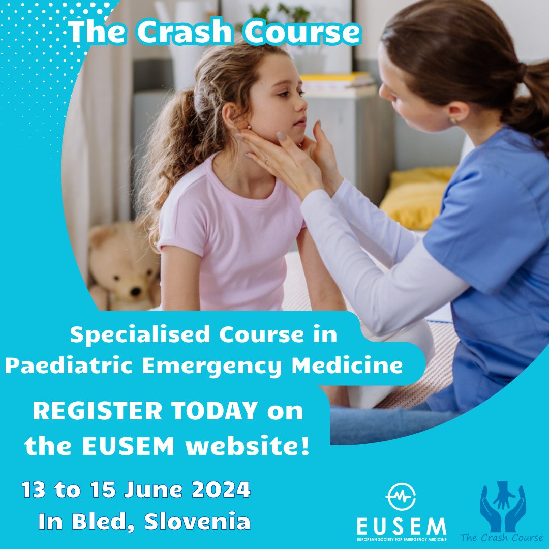 Are you a professional in Emergency Medicine or Paediatrics? Stay updated with the latest advancements in PEM, following European training standards. REGISTER for The Crash Course👉 eusem.org/education/cour… @EusemY #EUSEM #EmergencyMedicine #doctors #nurses #EUSEM2023 #paediatrics