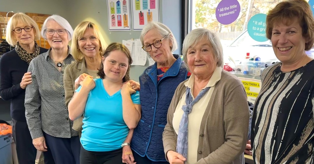 A great pic of our Monday sorting crew! 

Without our dedicated group of volunteers each day, we could not sort through all the received donations to sell at the Thrift. Did you know that we sold over 732 coats at our annual coat sale &amp; nearly 6,000 clothing items in October?