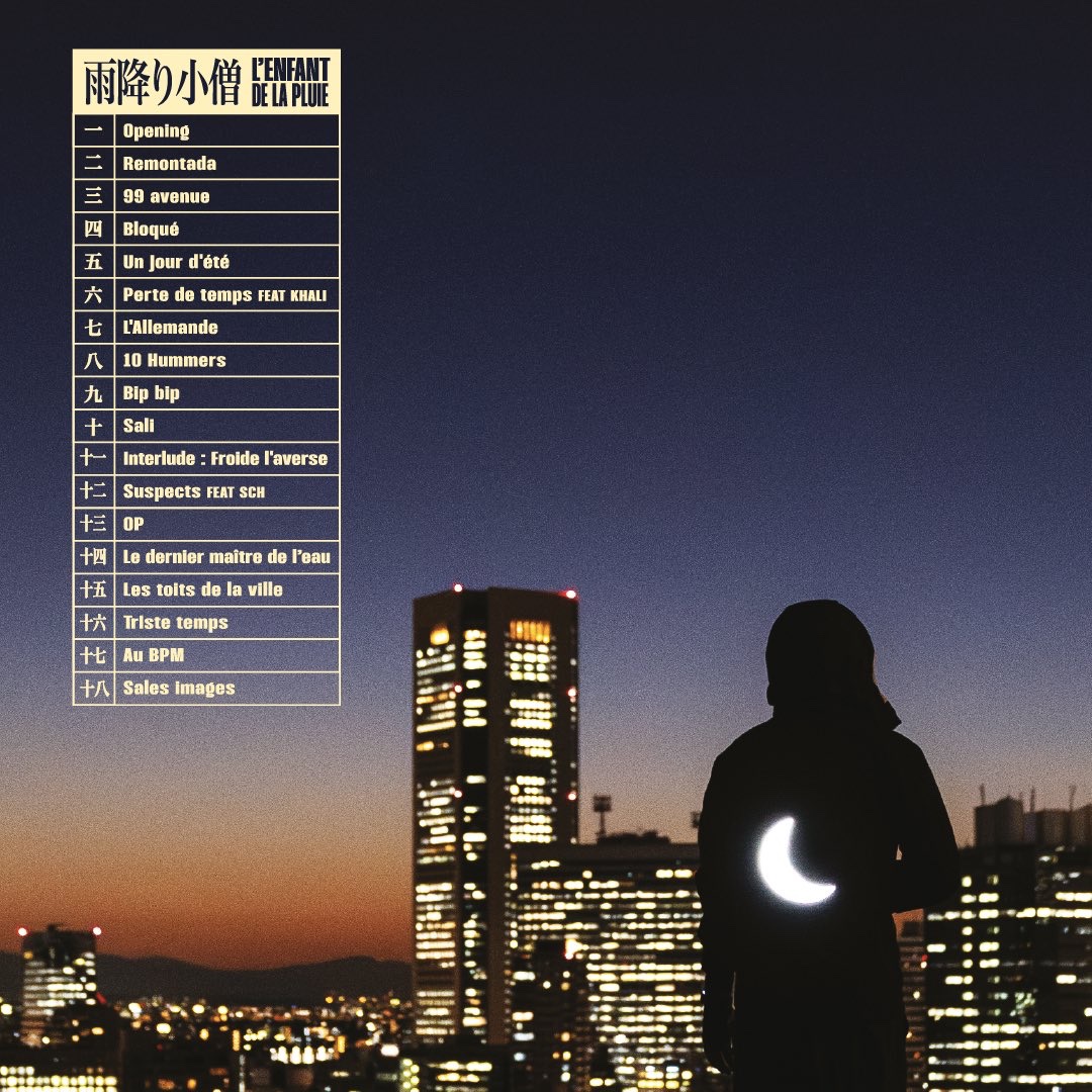 🚨So La Lune annonce la sortie de son album

"L’Enfant de la pluie"

Avec :
▫️SCH
▫️KHALI

📆 8 DÉCEMBRE 

Cover :                                     Tracklist :