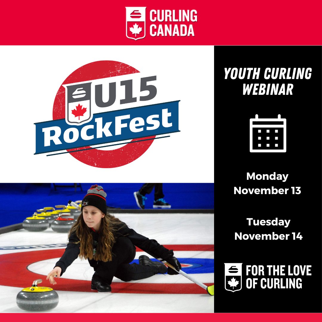 CurlingCanada's tweet image. The second evening of youth curling webinars are still available to register for. Join us tonight!

U-15 RockFest Atlantic at 6 p.m. AST
NL/NS/NB/PE
Register here: bit.ly/46tI478

U-15 RockFest East at 7 p.m. EST 
NO/ON/NU/QC
Register here: bit.ly/3S0Ur6h