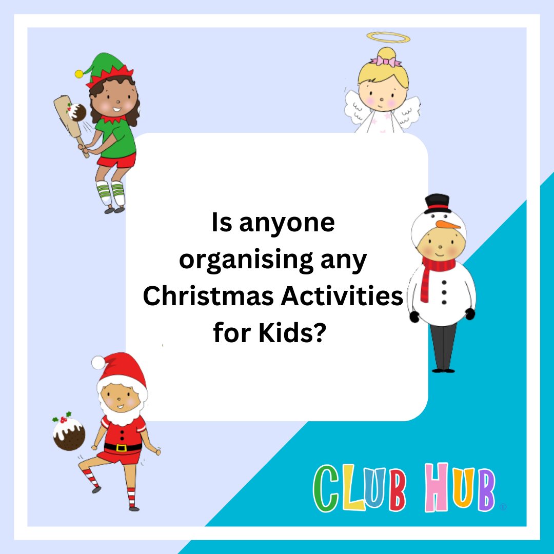 Is anyone organising any Christmas Activities for Kids?

Please mention them in the comments below :)

#ClubHubMember #ClubHubUK #ChristmasActivitiesforkids #Christmasactivities #Christmasevent #Wintercamps