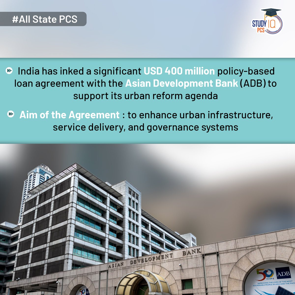 India Signs USD 400 Million Loan Agreement with ADB to Boost Urban Reform Agenda

#india #loanagreement #adb #boosturbanreform #asiandevelopmentbank #urbaninfrastructure #governancesystems #uppcs #uppsc #pcs #bpsc #psc