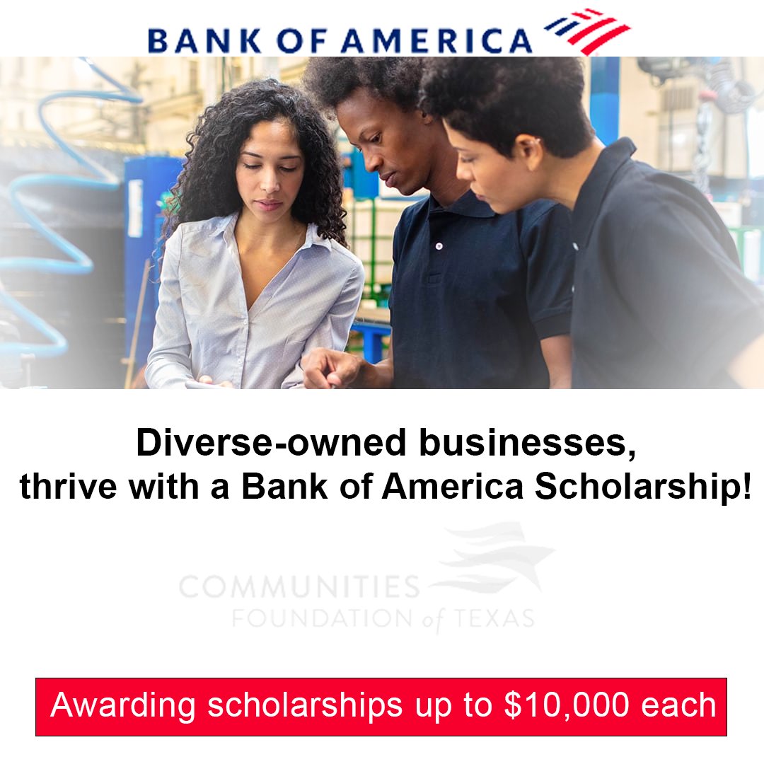 Unlock opportunities for your business with the Bank of America's Supplier Diversity Small & Diverse Business Scholarship! Apply now for financial support for training and educational programs: cftexas.org/bank-of-americ… #AACC #DiversityScholarship
