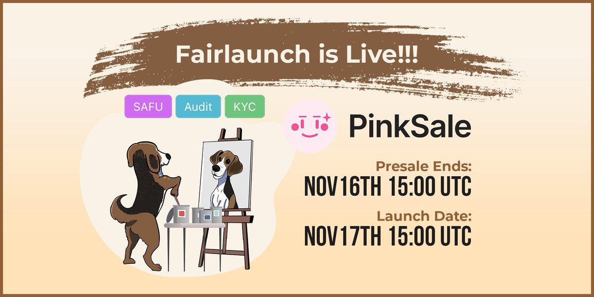 MiloInuBSC's tweet photo. Fairlaunch is live!!!

Pinksale 

https://t.co/vyAvlGNuUn

Presale Ends: NOV16TH 15:00 UTC
Launch Date: NOV17TH 15:00 UTC https://t.co/y73cmtU69F