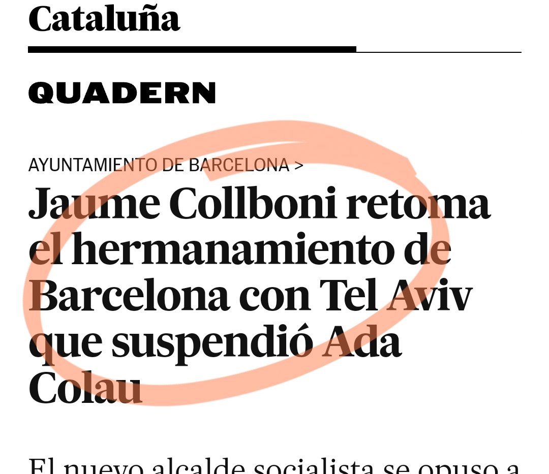 Simpático recordatorio de que, con la que está cayendo, el Ajuntament de #Barcelona sigue manteniendo las relaciones con Tel Aviv.