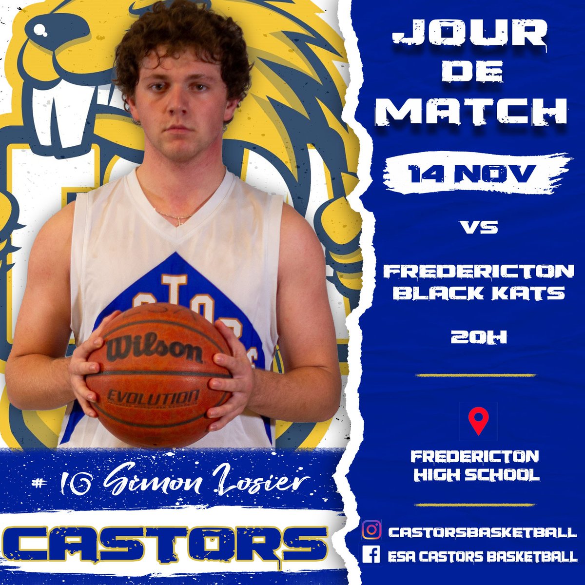 Simon et les Castors se dirigent vers l'autre bout de la rue Priestman se soir pour un match contre les Black Kats de FHS. 

Venez supporter nos Castors!!

Le match sera aussi diffusé en direct ici:

web.gc.com/teams/x4ty4Emy…

#GoCastors