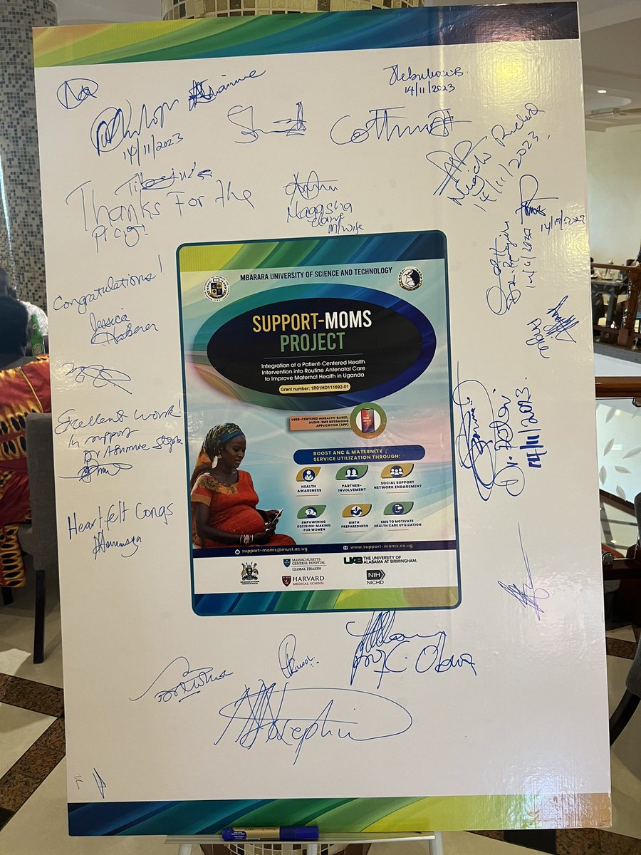 SUPPORT-MOMS PROJECT UGANDA (@supportmoms23) on Twitter photo #SupportMomsLaunch2023
The project officially launched by unveiling the SUPPORT-MOMs all invited delegates signature board led by <a href="/MbararaUST/">Mbarara University</a> VC Prof. Obua <a href="/cobua2/">Celestino Obua</a> <a href="/MGHGlobalHealth/">Mass General Center for Global Health</a> <a href="/UABNews/">UAB</a> <a href="/harvardmed/">Harvard Medical School</a> <a href="/Estheratukunda2/">Esther</a> <a href="/Mugyenyi76/">Mugyenyi Godfrey</a> <a href="/NIH/">NIH</a> #SupportMomsLaunch2023
The project officially launched by unveiling the SUPPORT-MOMs all invited delegates signature board led by <a href="/MbararaUST/">Mbarara University</a> VC Prof. Obua <a href="/cobua2/">Celestino Obua</a> <a href="/MGHGlobalHealth/">Mass General Center for Global Health</a> <a href="/UABNews/">UAB</a> <a href="/harvardmed/">Harvard Medical School</a> <a href="/Estheratukunda2/">Esther</a> <a href="/Mugyenyi76/">Mugyenyi Godfrey</a> <a href="/NIH/">NIH</a>