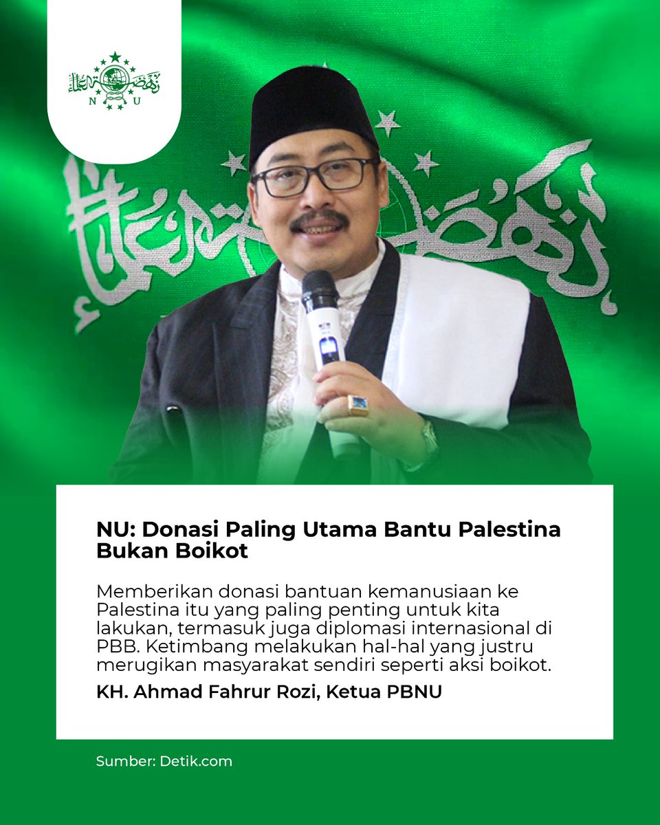 indozonemedia's tweet image. FAKTA! MUI, Muhammadiyah dan PBNU sepakat produk yang bersertifikasi halal aman dikonsumsi.

Diplomasi dan donasi lebih dibutuhkan PALESTINA, Bukan Boikot!

Sekretaris Komisi Fatwa MUI Miftahul Huda tegaskan yang haram itu perbuatan nyata dukungan agresi, bukan barangnya.