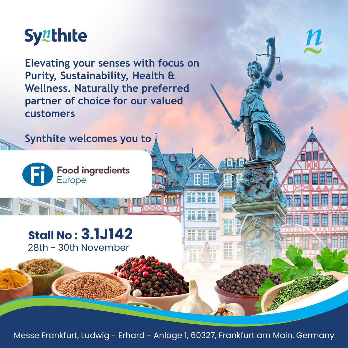 Welcome to our stall 3.1J142 at FIE Frankfurt to explore the world of infinite possibilities and exciting new developments.

#Synthite #Spice #Oleoresin
#SynthiteIndustriespvtltd #Manufacturer #FoodingredientsGlobal #Neaox #Natxtra #Trends #Health #Food #FMCG #Markets #flavour