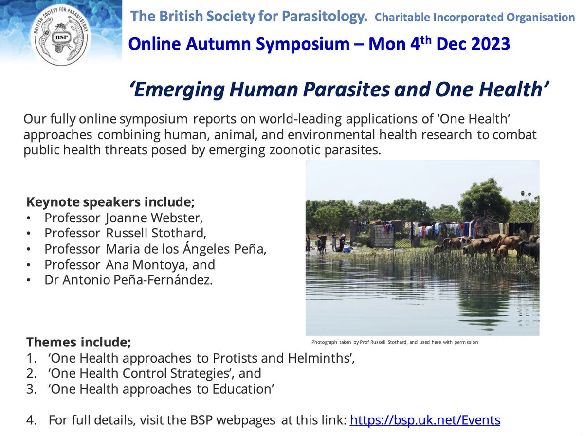 More speaker information and information here! 

And once again- a free virtual symposium for all BSP members! 

#onehealth #parasitology #NTDs
