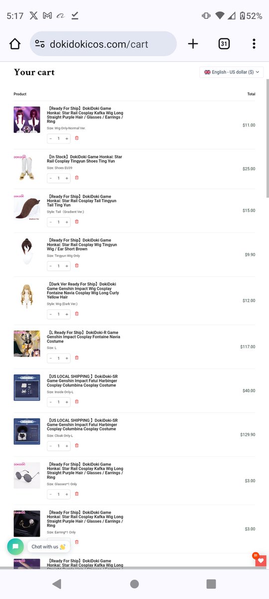 maitommy1's tweet photo. A chance to win up to $1000 worth of costumes just by sharing your $1000 cart photos. @dokidokicostume
This would be a dream come true #dokidokipayurcart my cart came up to $998. 79 sooo close to an even $1000 https://t.co/7lgyaRH4e5