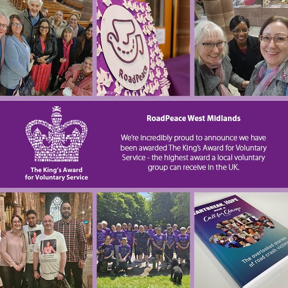 Congratulations <a href="/RoadPeace/">RoadPeace</a> West Midlands for being awarded the MBE for volunteer groups <a href="/KingsAwardVS/">The King's Award</a>.You honour lives lost, support the bereaved and campaign for real change. An apt announcement for #RoadSafetyWeek in the run up to #WDoR2023 #Birmingham <a href="/1687lucy/">Lucy Harrison</a> <a href="/PIandMedNeg/">Irwin Mitchell Personal Injury & Med Neg</a>