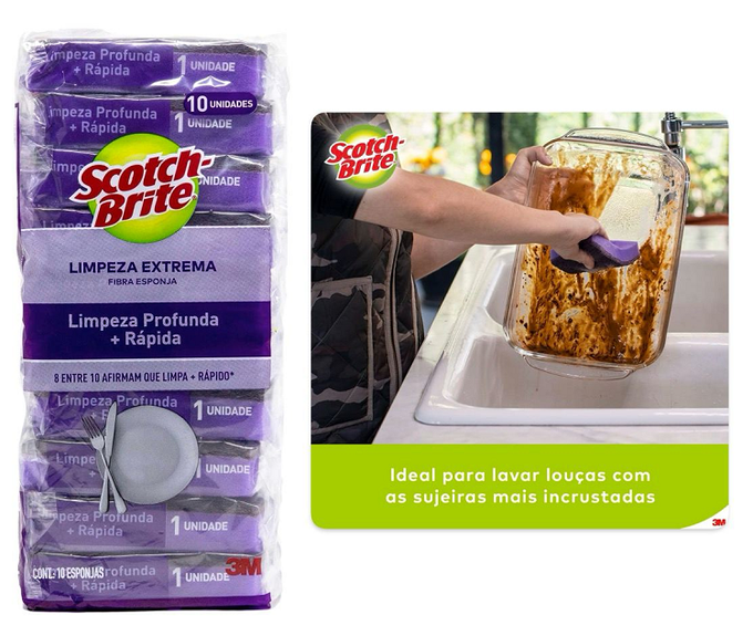 Scotch-Brite, 3M, Esponja de Louças, Limpeza Extrema – 10 Unidades