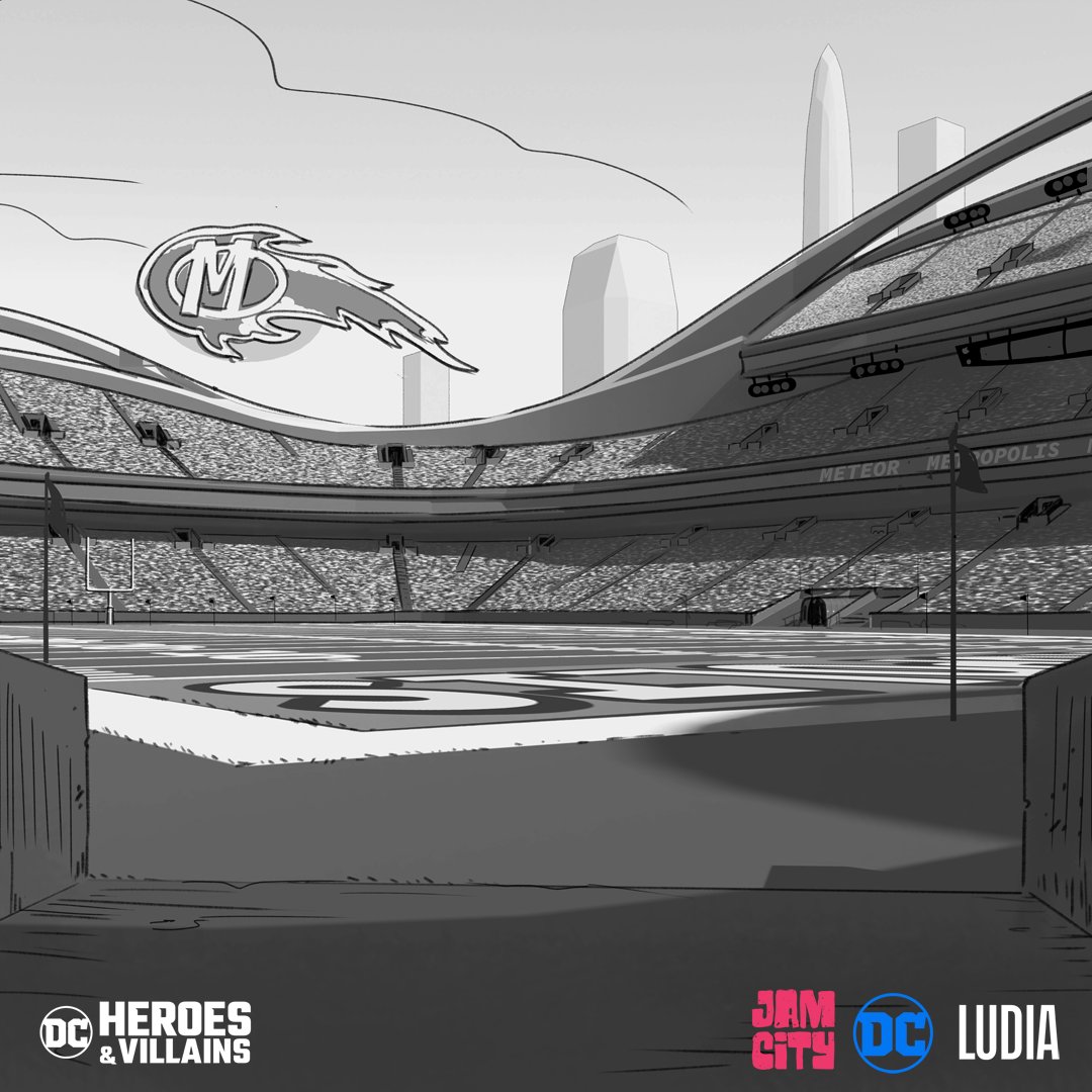 Here's a view of Metropolis Metrodome. The upbeat feeling of Metropolis was a fun change of pace.

DC Heroes &amp; villains
Art Direction: Lysanne Martin
Ludia Jam City

Artstation: artstation.com/guillaume_bouc…
Instagram: instagram.com/gbillustration/
Bsky: bsky.app/profile/guilla…