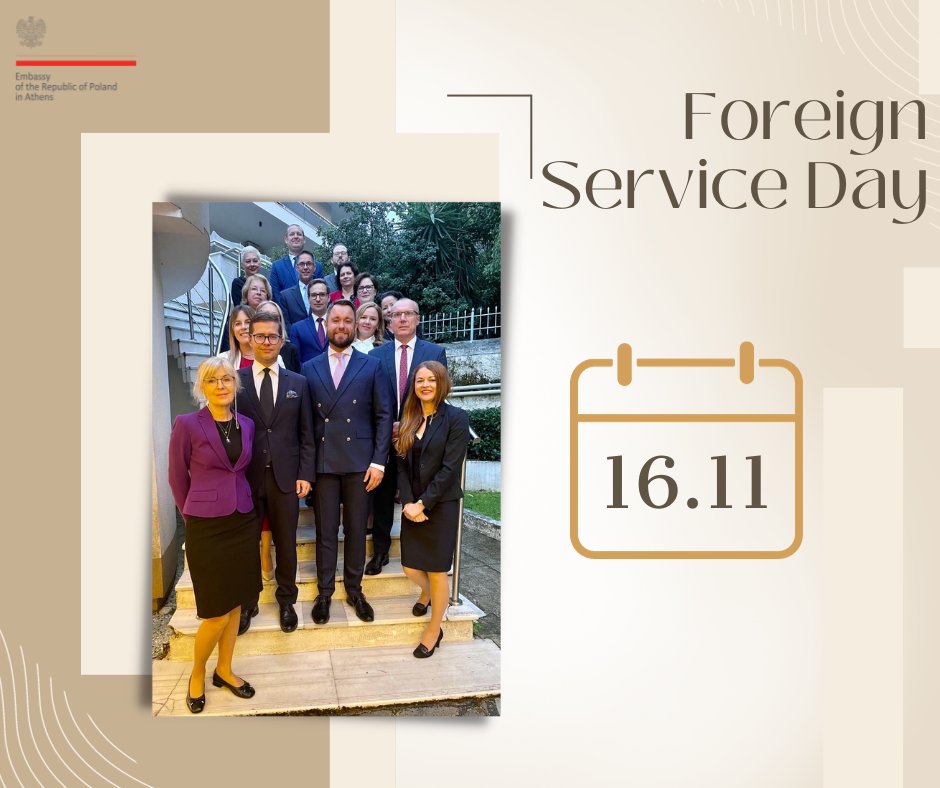 PLinGreece's tweet photo. Η ομάδα της @PLinGreece γιορτάζει την #ForeignServiceDayPL🎊.Με την ευκαιρία αυτή, ευχόμαστε σε όλους τους διπλωμάτες & το προσωπικό του @MSZ_RP καλή δύναμη, ικανοποίηση από την καθημερινή εργασία & επιμονή στην επιδίωξη των κοινών στόχων της 🇵🇱 εξωτερικής πολιτικής. #DSZ2023 https://t.co/0XvOn8O52u