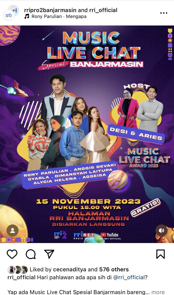 Noniameliaa's tweet photo. Yg mau nnton rony parulian besok, tgl 15 Nov di halaman rri banjarmasin msh bisa dapetin tiket ots ygy. buruan jgn sampai ketinggalan 💘 pantengin aj trs infonya di ig rri_official ✅ https://t.co/wUr8K9mRUi
