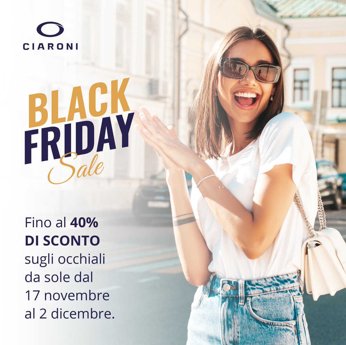 🖤 Il Black Friday non è ancora finito!  Hai tempo fino a sabato 2 Dicembre per acquistare dei nuovi occhiali da sole con sconti fino al 40%!  #OtticaCiaroni #WePesaro