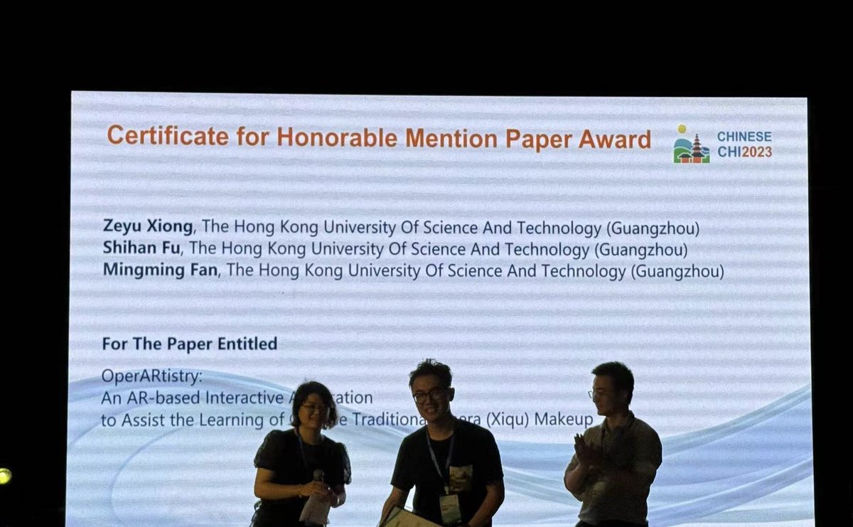 Shihan1420876's tweet image. Excited to share OperARtistry, our AR tool for Chinese opera makeup learning! Co-authored with Zeyu Xiong, it&apos;s accepted at Chinese CHI 2023 and honored with the Honorable Mention Award. 🎭🏆