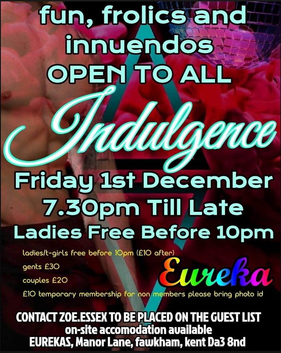 This is a closed guest list club night
If your names not down your not coming in just message CLUB NIGHT  and I will put your name down.
Ladies free before 10pm £15 after 10pm
Gents £30 (members).. £40 (Non member)
Couples £20 (members).. £30 (non member)
#swingers #hotwife