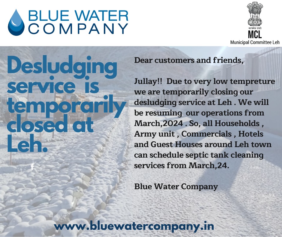 BlueWaterCompa1's tweet photo. Desludging Operations temporarily closed at Leh.
#fsmleh
#fsm

@ledegladakh 
@NFSSMalliance 
@MCL_leh 
@AsiaBorda https://t.co/9R7DQ7D4Wd