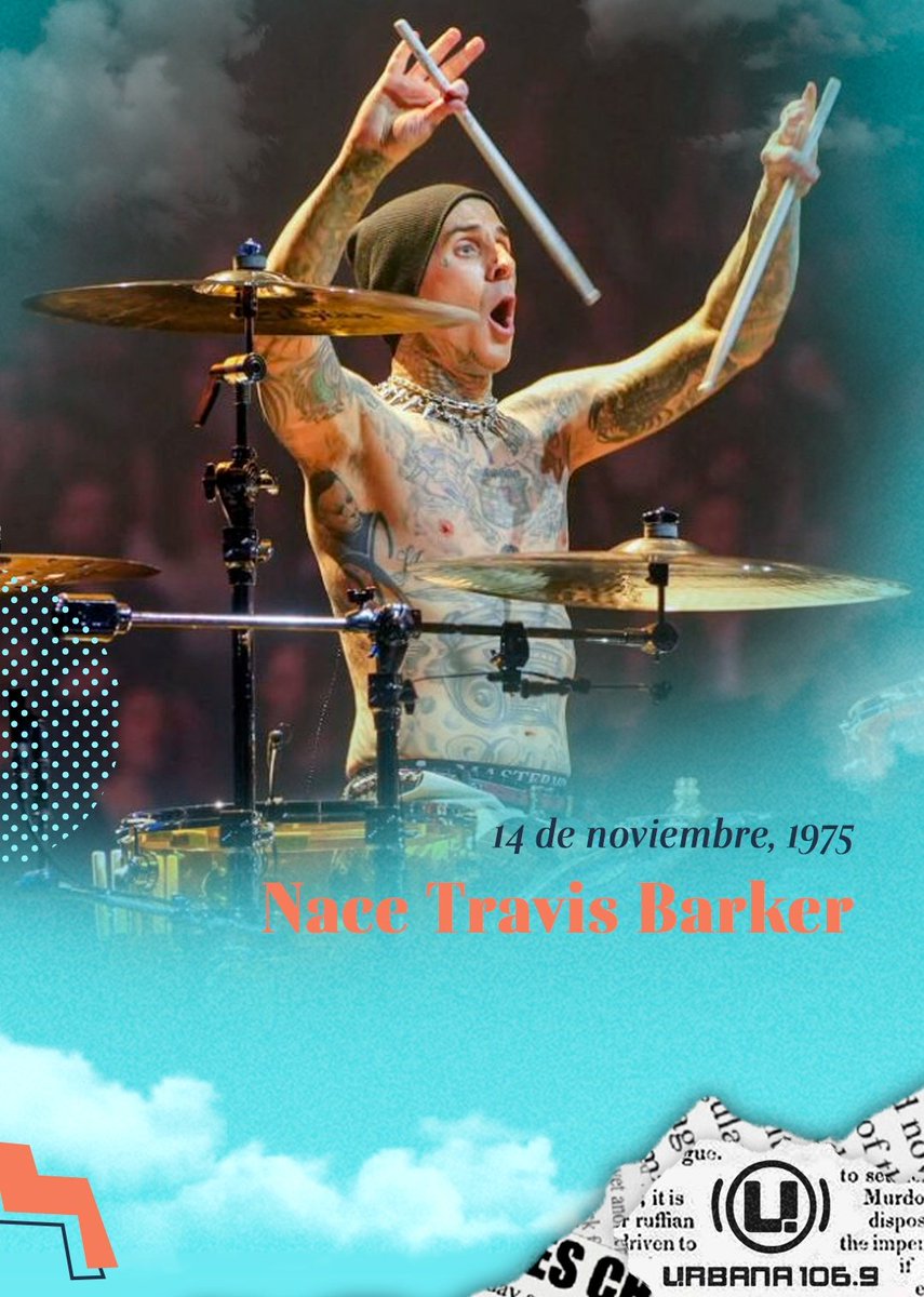 Urbana1069's tweet image. ¡El baterista #TravisBarker de Blink-182 cumple 48 años!🥁🤘🏻😜