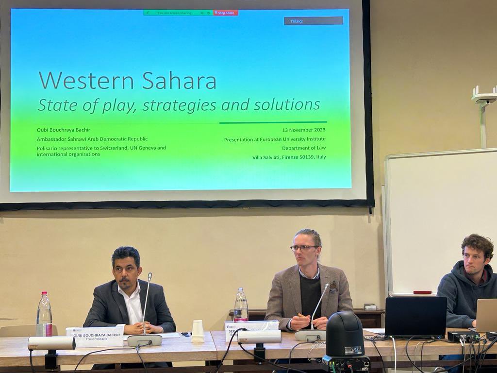 oubibachir's tweet photo. Ayer,  lunes 13 de noviembre de 2023, durante mi presentación ante estudiantes de posgrado del #Instituto_Universitario_Europeo en #Florencia #Italia 🇮🇹 sobre; "#Sahara_occidental🇪🇭; situación actual, estrategias y soluciones." https://t.co/GwAhfXE89Q