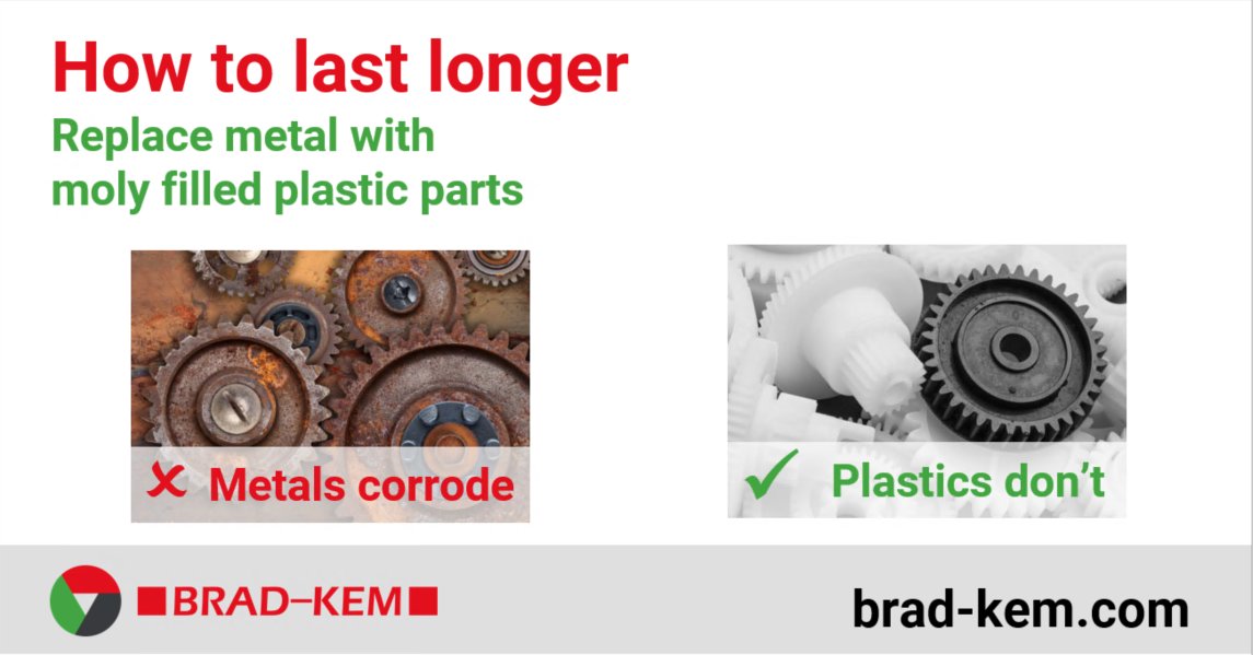 Moly can help you to last longer!

#Industrial_Equipment manufacturers can make their products last longer by replacing metal with #moly filled plastic parts.

brad-kem.com/moly-filler-fo…

#molybdenum #disulphide
#gears #bearings #injectionmoulding #plastics #Industrial