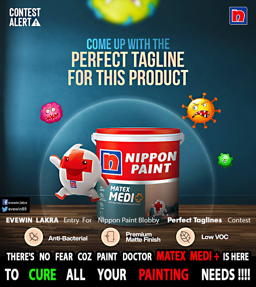 @NipponIndia @evewin89 Entry For #NipponPaintIndia Blobby Perfect Taglines #Contest THERE'S NO FEAR COZ PAINT DOCTOR Matex Medi + IS HERE TO CURE ALL YOUR PAINTING NEEDS !!!! 🎨 @navina30 @PushpaLakra @NipponIndia #HappyDiwali #HappyDeepavali #Diwali #deepavali #GreenDiwali