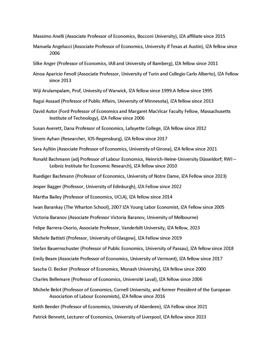 Over 435 economists have signed a letter protesting the appointment of Armin Falk to the leadership of <a href="/iza_bonn/">IZA</a>.  We/they ask for a reconsideration of that appointment, and otherwise all will resign on Jan 1.
#EconTwitter
1/5