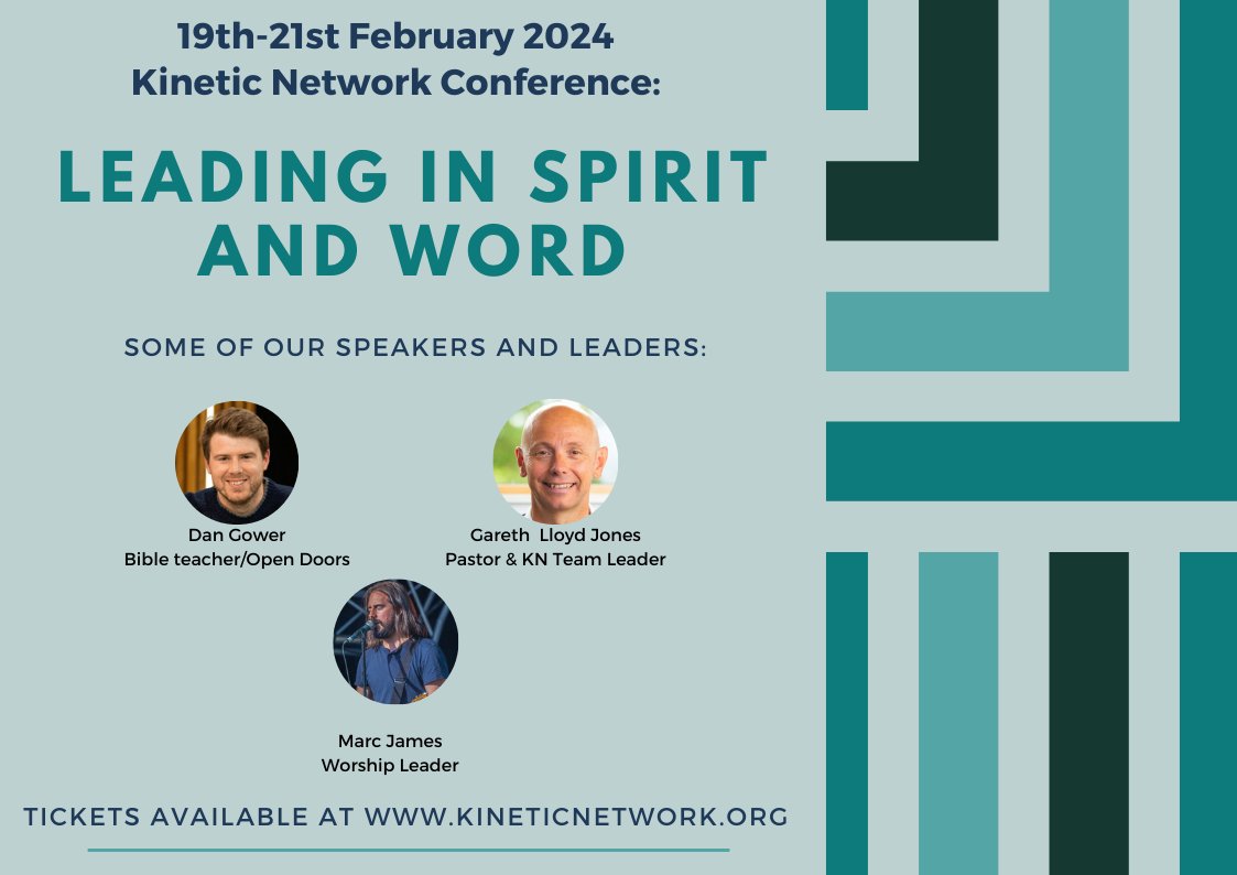 Kinetic_Net's tweet photo. We are delighted to welcome Dan Gower to speak at our February leaders' conference, along with Gareth Lloyd Jones from the Kinetic Network team, and worship leader extraordinaire Marc James. Tickets available now: https://t.co/c2aSnyPh3b https://t.co/dR3sDWweAi