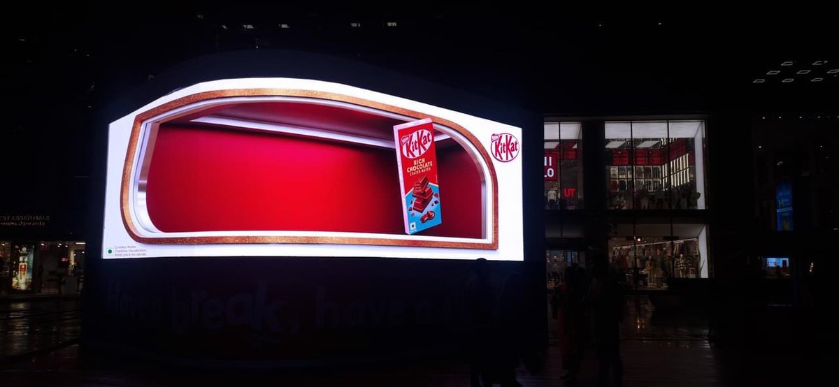 RishabhKaushikk's tweet photo. Experience the sweet indulgence of KitKat's 3D anamorphic LED display in Gurgaon, Bengaluru and Mumbai—a visual treat by 2020AD
#kitkat #nestle #chocolate #3DAnamorphic #OOH #2020AD #dynamixmedia #walkthetalk https://t.co/PVi5scRE9q