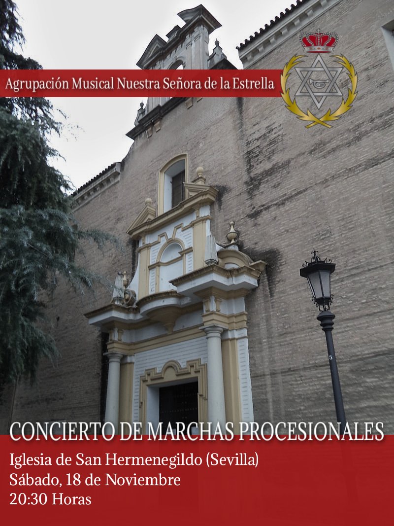 ✡️ Este Sábado 18 de Noviembre, tenemos una cita en Sevilla Capital.

Ofreceremos un concierto de Marchas Procesionales en la Iglesia de San Hermenegildo a las 20:30 Horas aproximadamente.

📍C. Muñoz León, nº 6, Sevilla 

#EstrellaDosHermanas