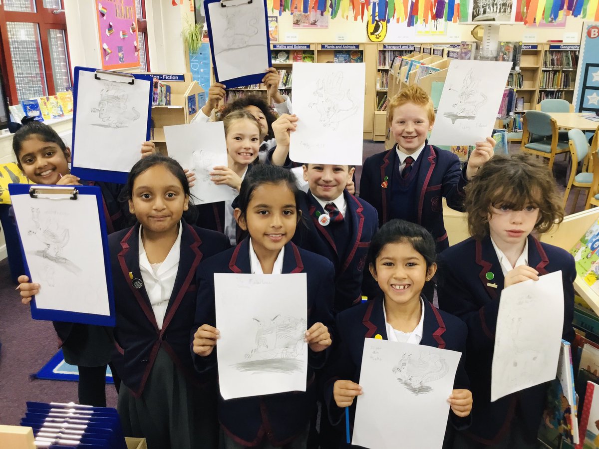 StAubynsLibrary's tweet photo. Non-fiction November continues in the #library and this week we have been highlighting @tibolota��s #MythAtlas to Year 4 & 5 and participating in the Mr Dilly hosted drawalong of our own mythical beast! https://t.co/mjiKulBPPx
