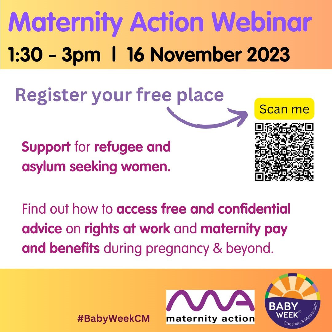 Improving Me (@improvingme1) on Twitter photo Register your FREE place at our joint webinar with <a href="/MaternityAction/">Maternity Action</a> this #BabyWeekCM.
Find out about
📍Support for #AsylumSeeking pregnant women
📍Accessing free legal help for women in #Cheshire #Merseyside during pregnancy & beyond
Sign up now📲us06web.zoom.us/webinar/regist… Register your FREE place at our joint webinar with <a href="/MaternityAction/">Maternity Action</a> this #BabyWeekCM.
Find out about
📍Support for #AsylumSeeking pregnant women
📍Accessing free legal help for women in #Cheshire #Merseyside during pregnancy & beyond
Sign up now📲us06web.zoom.us/webinar/regist…