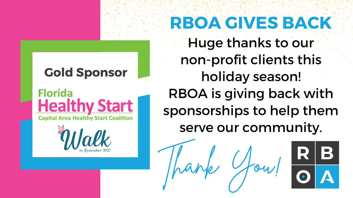 RBOAMarketing's tweet photo. RBOA gives back! Huge thanks to our non-profit clients for their work in our community. RBOA is giving back to @CAHealthyStart as a Sponsor of their Walk to Remember event so they can reach more individuals and families. Donate at https://t.co/i8aOwefsph https://t.co/5SWR5iVYq4