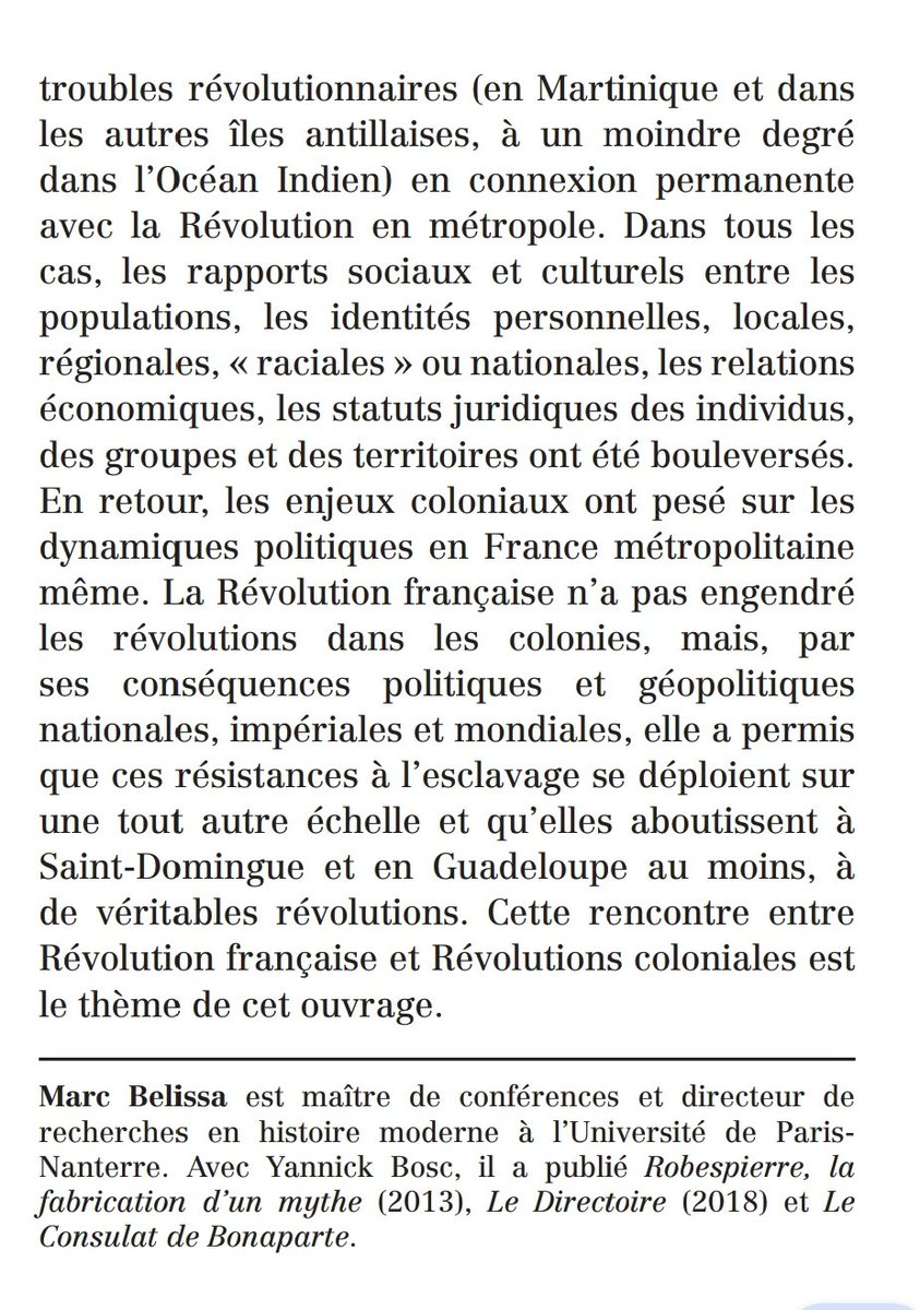Notre confrère Marc Belissa vient de publier "La Révolution française et les colonies" aux <a href="/Ed_Lafabrique/">La fabrique éditions</a>.
Lien éditeur -> lafabrique.fr/la-revolution-…