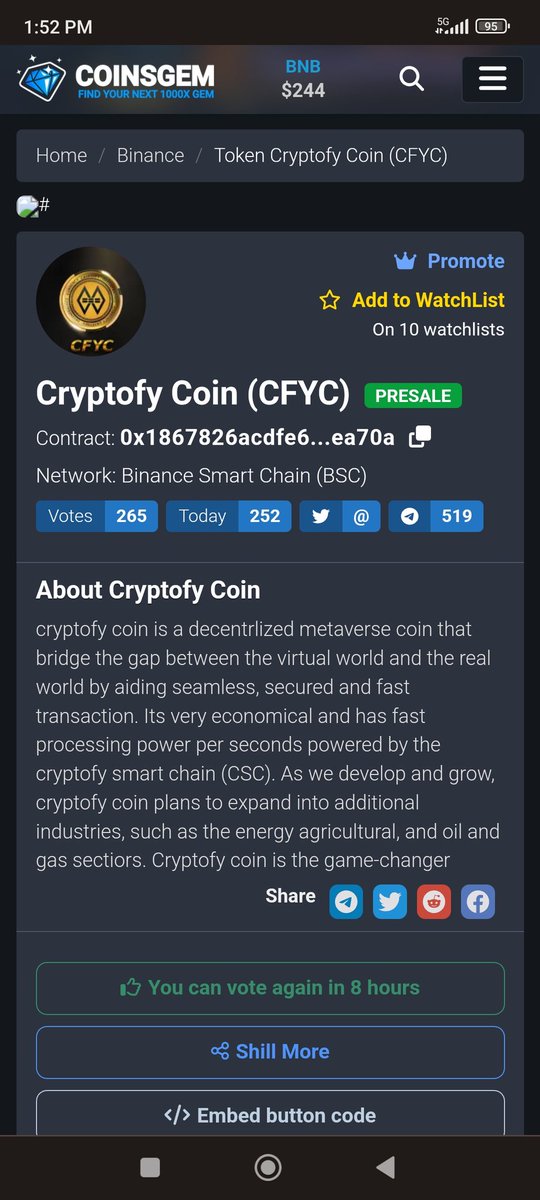 Mrnobleofficial's tweet photo. I want to appreciate everyone who has voted and is still voting for @cryptofycoin on @coinsgem_news , the love is massive, pre sale on @pinkecosystem is on the 24th of November and ends 1st of December, Please ready your bags, Do not fade 🙏

#cryptofy #cryptofycoin #cfyc #cryptofydigital