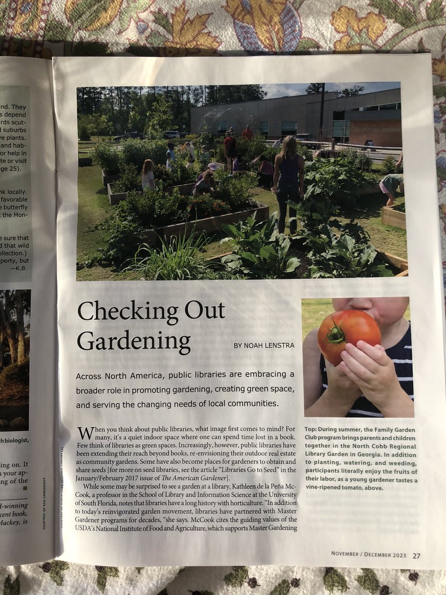 NoahLenstra's tweet photo. My latest article on libraries with learning gardens is out in The American Gardener, the official magazine of the American Horticultural Society! Thank you @cobblibrary & @HPPublicLibrary for the stories and photos! https://t.co/Vhq2Zi52uG