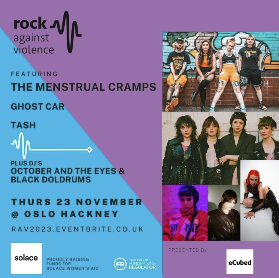 9 days until the 12th Rock Against Violence 2023 at @oslohackney on 23rd Nov. The night will be packed with live performances, a silent auction, a fundraising raffle & loads more! Get your tickets eventbrite.co.uk/e/rock-against… @ecubeduk #RockAgainstViolence #Hackney