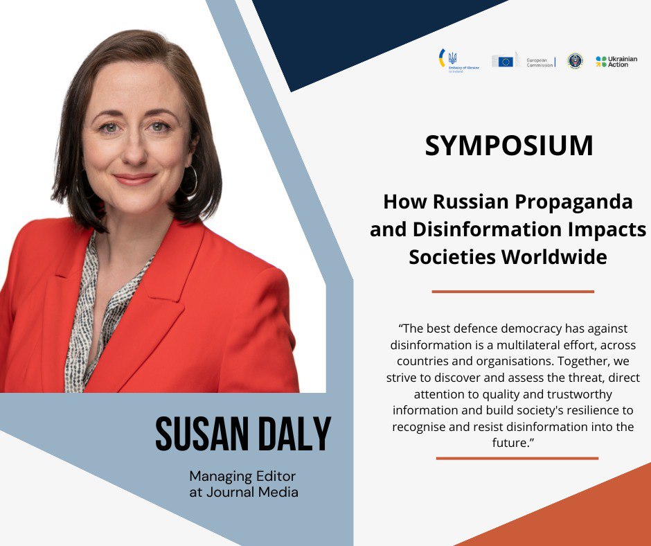 We have started our 2️⃣ panel of symposium moderated by amazing journalist and fact checking expert @BiddyEarly @thejournal_ie speaking on how to practically fight 🇷🇺 propaganda  Join online: embassyofukrainetoireland.my.webex.com/embassyofukrai…