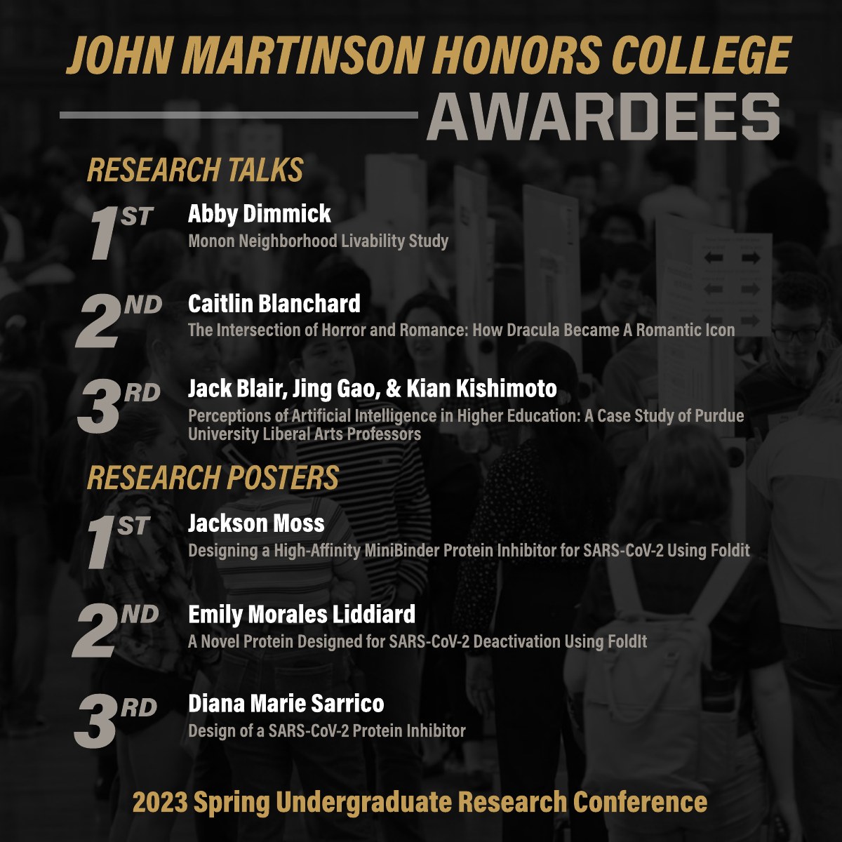 PurdueHonors's tweet image. 🎉 Congrats to these exceptional Honors students! Their research has been chosen for the Fall Undergraduate Research Expo. Join us at their presentations and in celebrating their achievements this week (November 14 &amp;amp; 15). 

Explore the full schedule here:  purdue.edu/undergrad-rese…