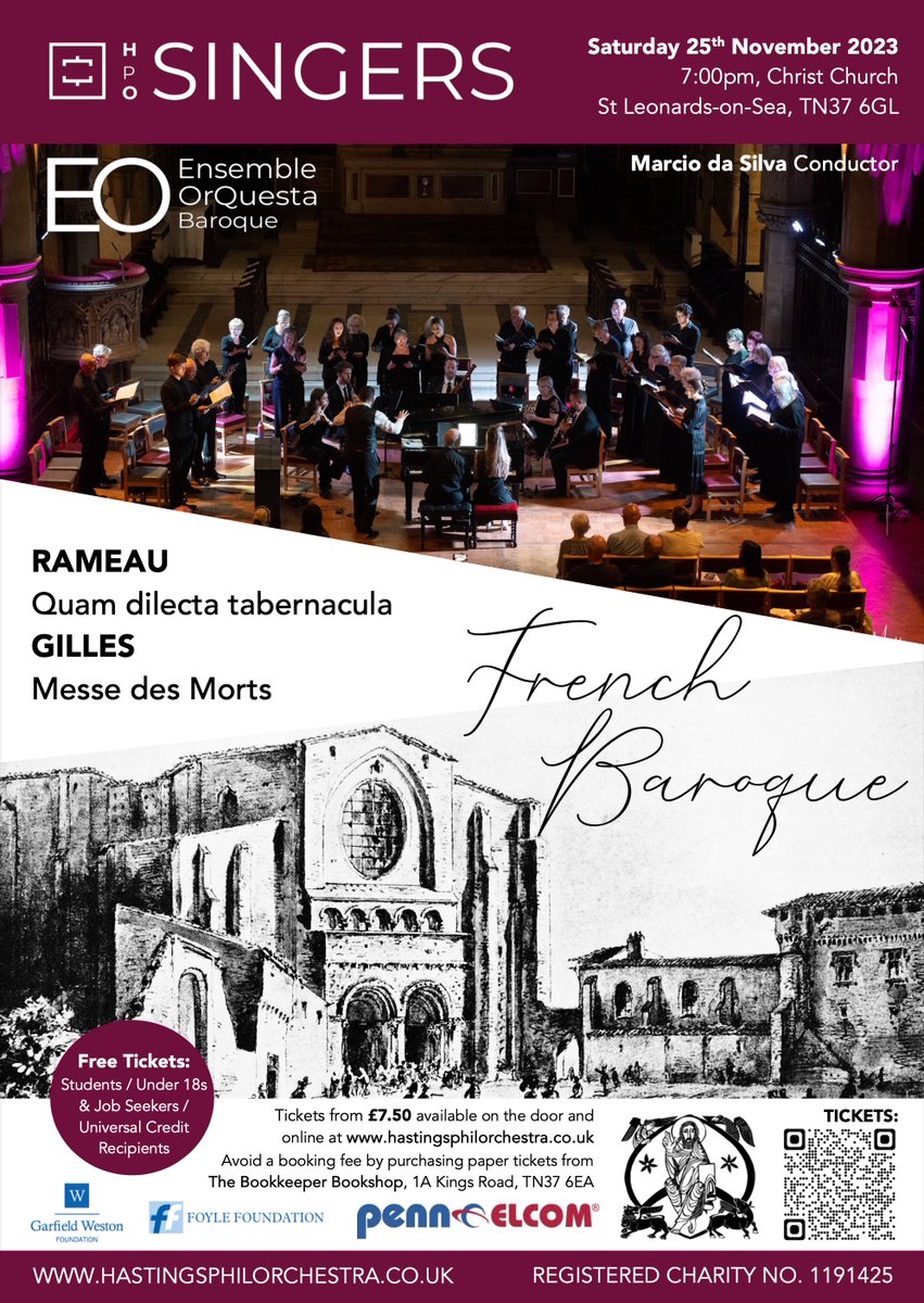 Hastings Philharmonic Orchestra (@hastingsphil) on Twitter photo NEXT UP: HPO French Baroque
Join us for our next HPO performance - this time by the #HPOSingers!
Don't miss out on an evening of sublime music, performed <a href="/ChChStLeonards/">Christ Church</a> on 25th Nov 2023 with Ensemble OrQuesta.
@Visit1066
Tickets from Free / £7.50
➡️ hastingsphilorchestra.co.uk/25th-november-… NEXT UP: HPO French Baroque
Join us for our next HPO performance - this time by the #HPOSingers!
Don't miss out on an evening of sublime music, performed <a href="/ChChStLeonards/">Christ Church</a> on 25th Nov 2023 with Ensemble OrQuesta.
@Visit1066
Tickets from Free / £7.50
➡️ hastingsphilorchestra.co.uk/25th-november-…