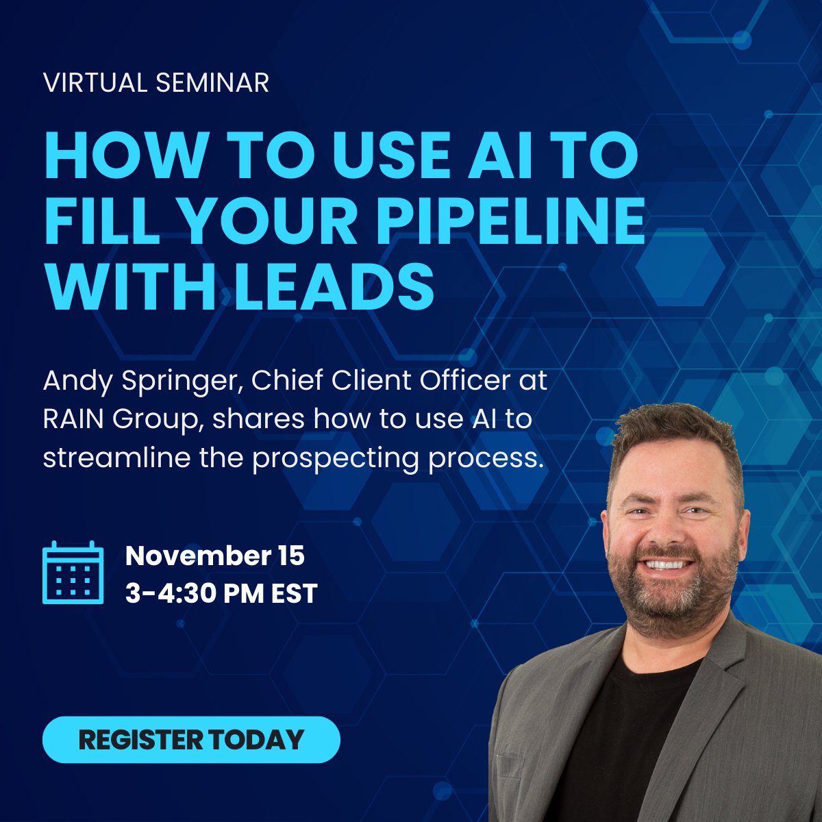 Struggling with #sales prospecting? Discover the power of AI! 🤖 In @RAINSelling's virtual seminar, Andy Springer will share insights on using AI in sales prospecting. You'll leave with practical strategies to boost your outreach campaigns. Register hubs.li/Q027q-z40