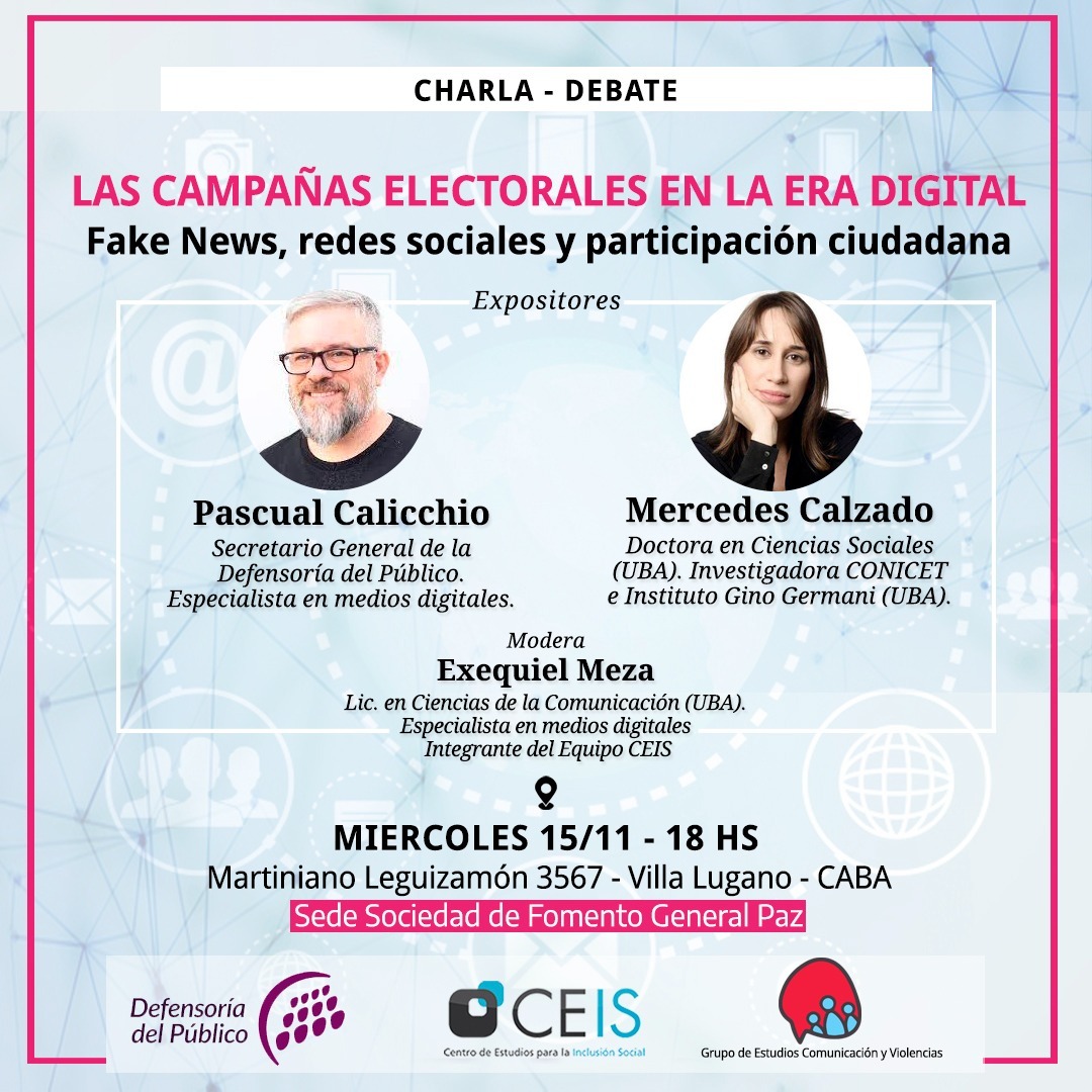 Última semana de campaña ¿Cómo se hacen estas campañas en la era digital? Sobre esto estaremos hablando mañana con <a href="/mercedescalzado/">Mercedes Calzado</a> y @ExequielMeza en la Sociedad de Fomento General Paz de Lugano.