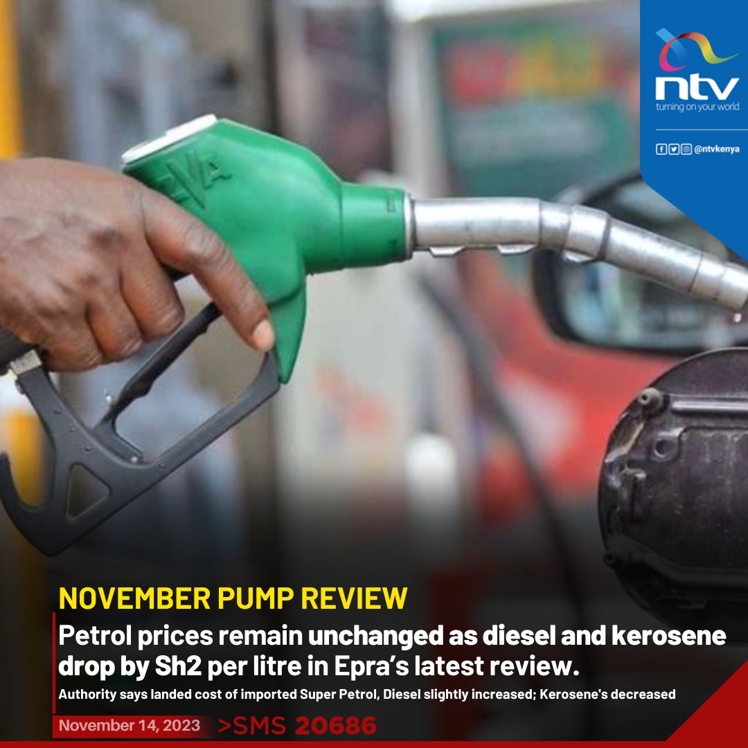 Petrol prices remain unchanged as diesel and kerosene drop by Sh2 per litre in Epra’s latest review