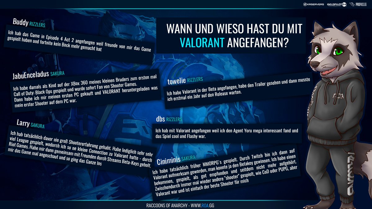 Warum spielt man eigentlich Valorant?

<a href="/JabuEnceladus/">Jabu Enceladus ☽</a> 
<a href="/GodnessBuddy/">ROA Buddy</a> 
<a href="/RichtigeLarry/">Larry</a> 
<a href="/xXCiniMinisXx/">Ciniminis</a> 
@Enrico09847334 
#toweliehatkeintwitter