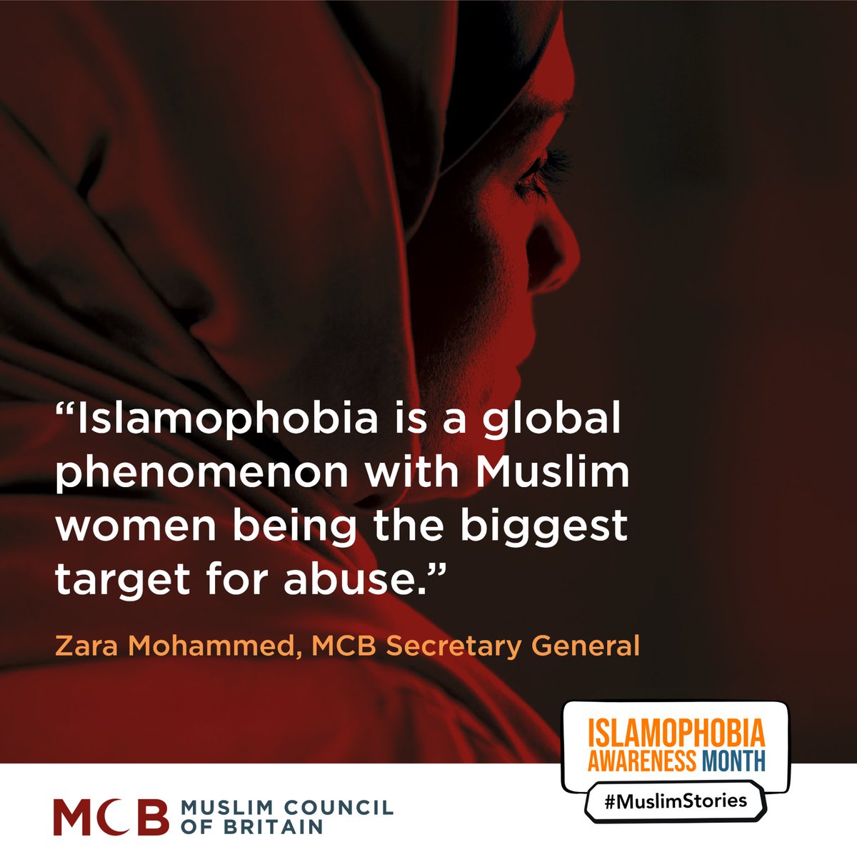 🚨“Islamophobia is a global phenomenon with Muslim women being the biggest target for abuse”. Islamophobic offences have increased 140% in London alone. It’s important to report hate crimes, stay safe and be vigilant. 🔗 mcb.org.uk/islamophobia-a… #IAM2023